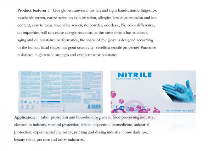 Los guantes disponibles del examen de Nitile de los fabricantes, se pulverizan libremente, no los guantes del látex